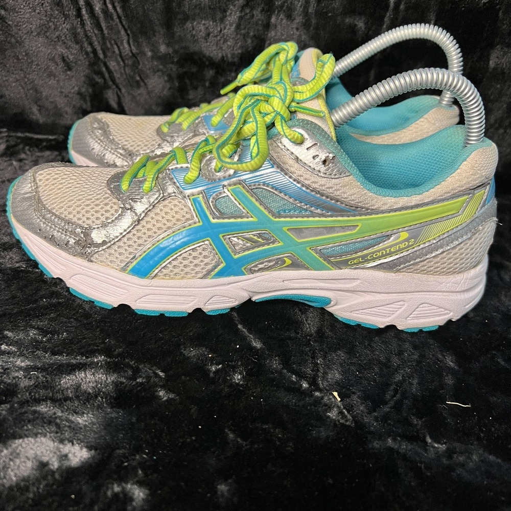 Asics Gel-Contend 2 T474N Womens US 8.5 Running Shoes Gray Aqua Athletic Sneaker